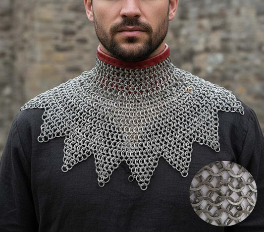 Medieval Chainmail Collar – Flat Riveted Rings with Washers