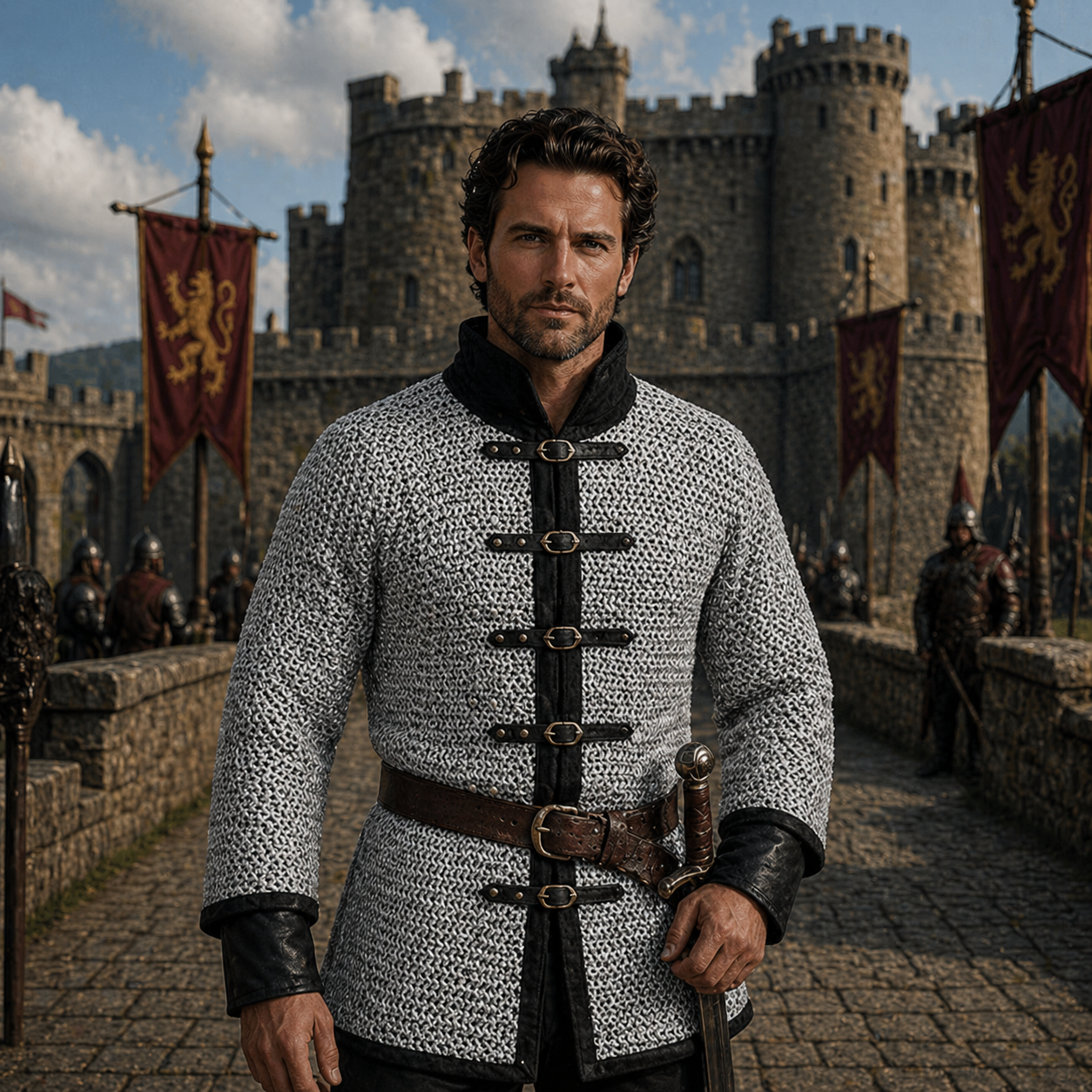 Darkened Aluminum Chainmail Shirt | Medieval Hauberk, LARP Costume