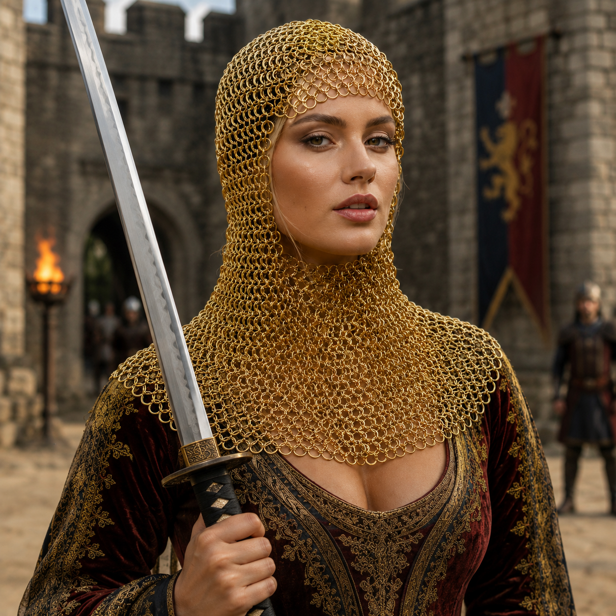Ren Faire Brass Chainmail Coif – 9mm Flat Riveted with Washer