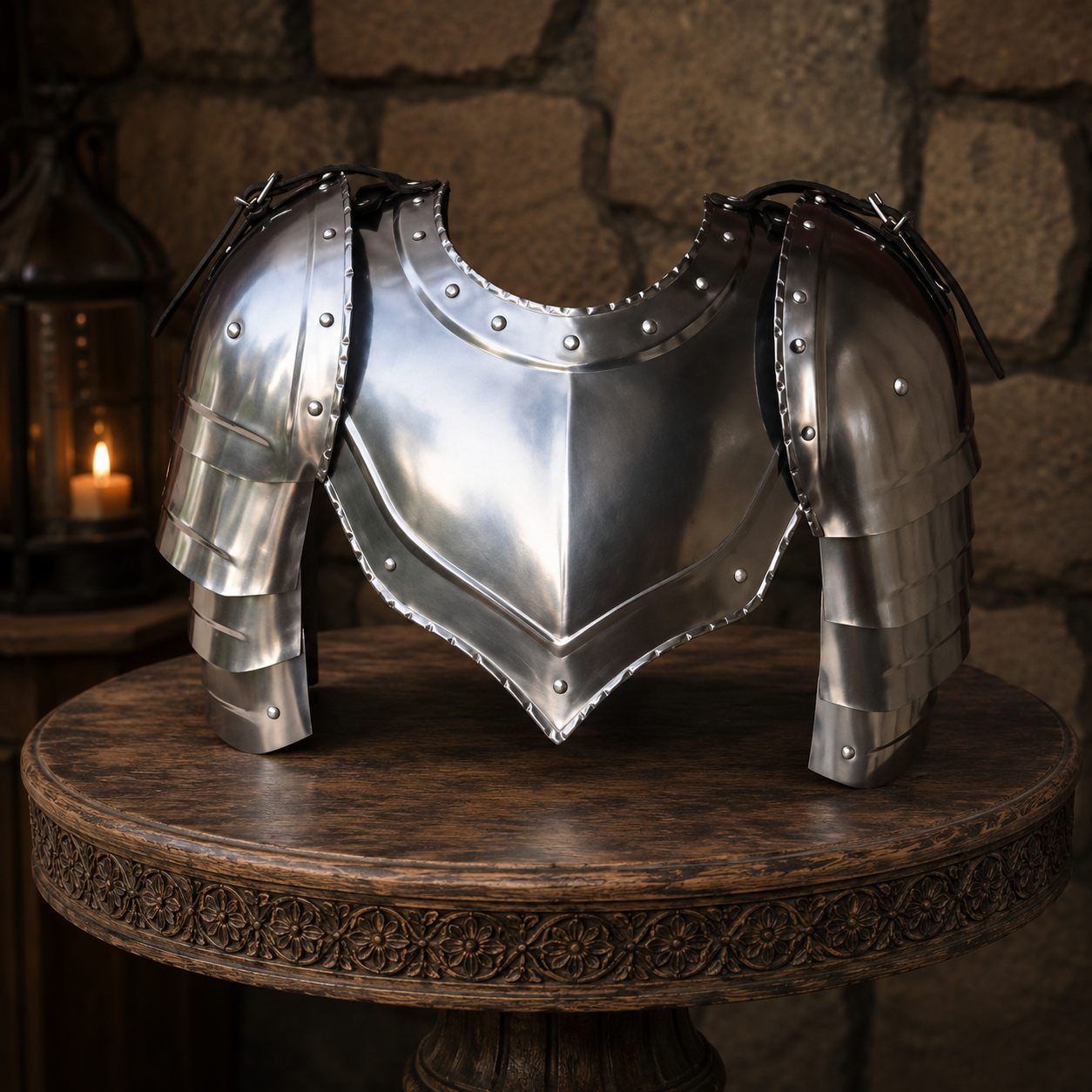 Medieval Steel Cuirass Armor with Pauldrons Knight Chest Plate LARP Costume