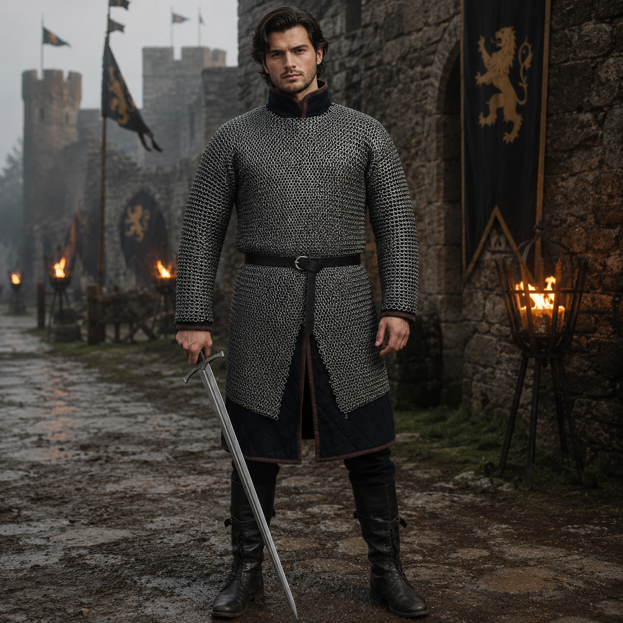 9 mm flat chain-mail Shirt : Riveted Rings with solid rings, Chainmail Hauberk