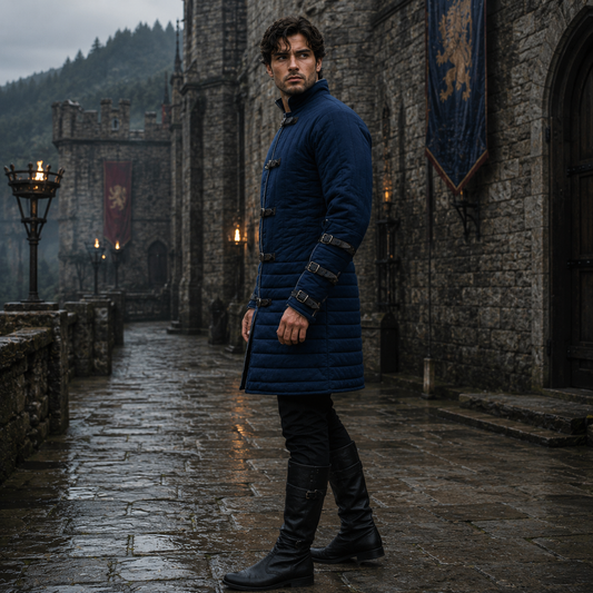 Quilted Gambeson : Historical Navy blue Costume , Halloween Gift
