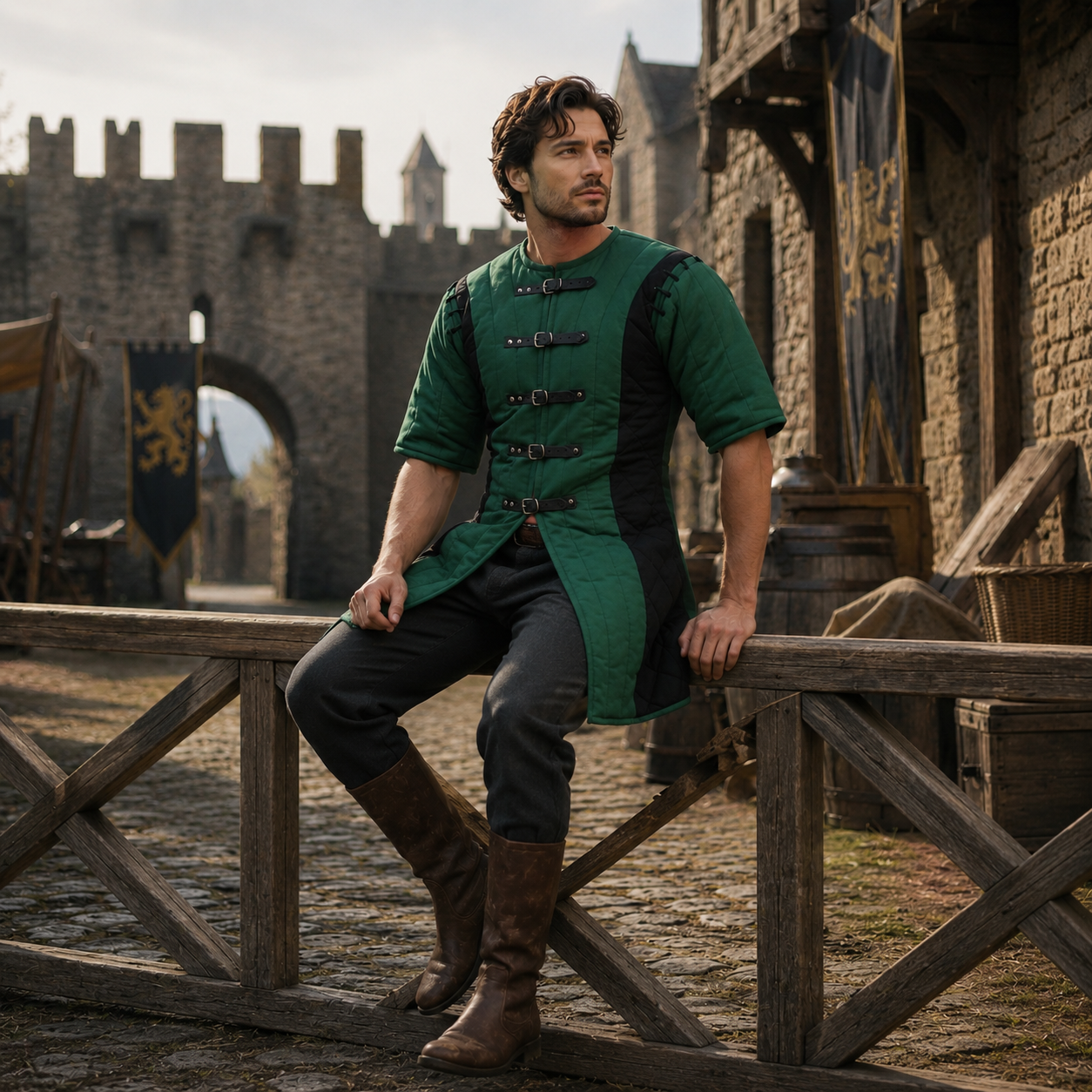 Twin Color Medieval Gambeson, Renaissance fair Costume