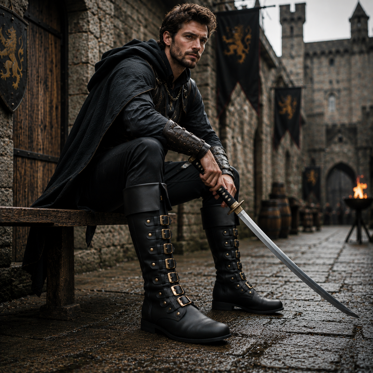 Medieval Leather Boots: Viking Pirate Style Renfaire Boots, Reenactments, Theater, Halloween events
