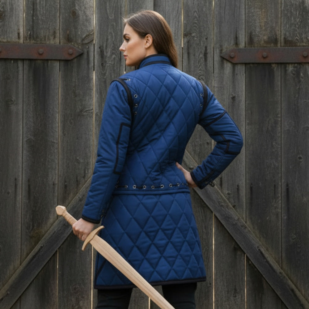Royal Blue Gambeson: Medieval Padded Armor - Reenactment Costume