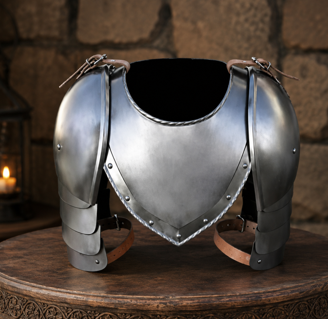 Medieval Steel Shoulder Armor Pauldrons Knight LARP Costume Spaulders Set