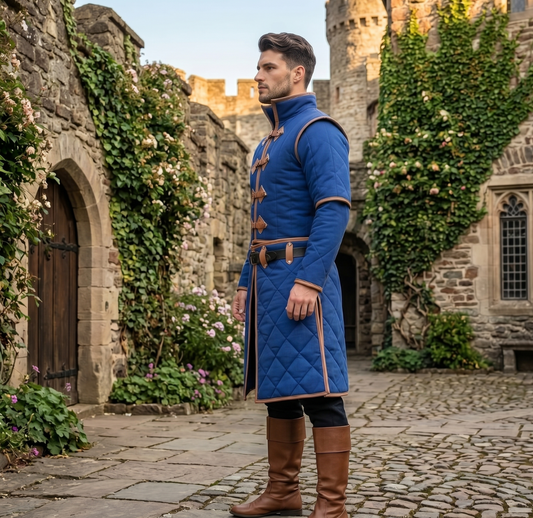 Renaissance Faire Gambeson With Leather Trim