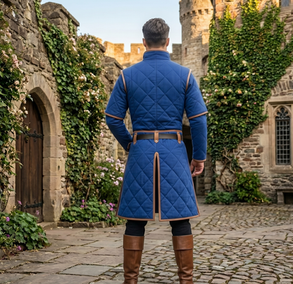 Renaissance Faire Gambeson With Leather Trim