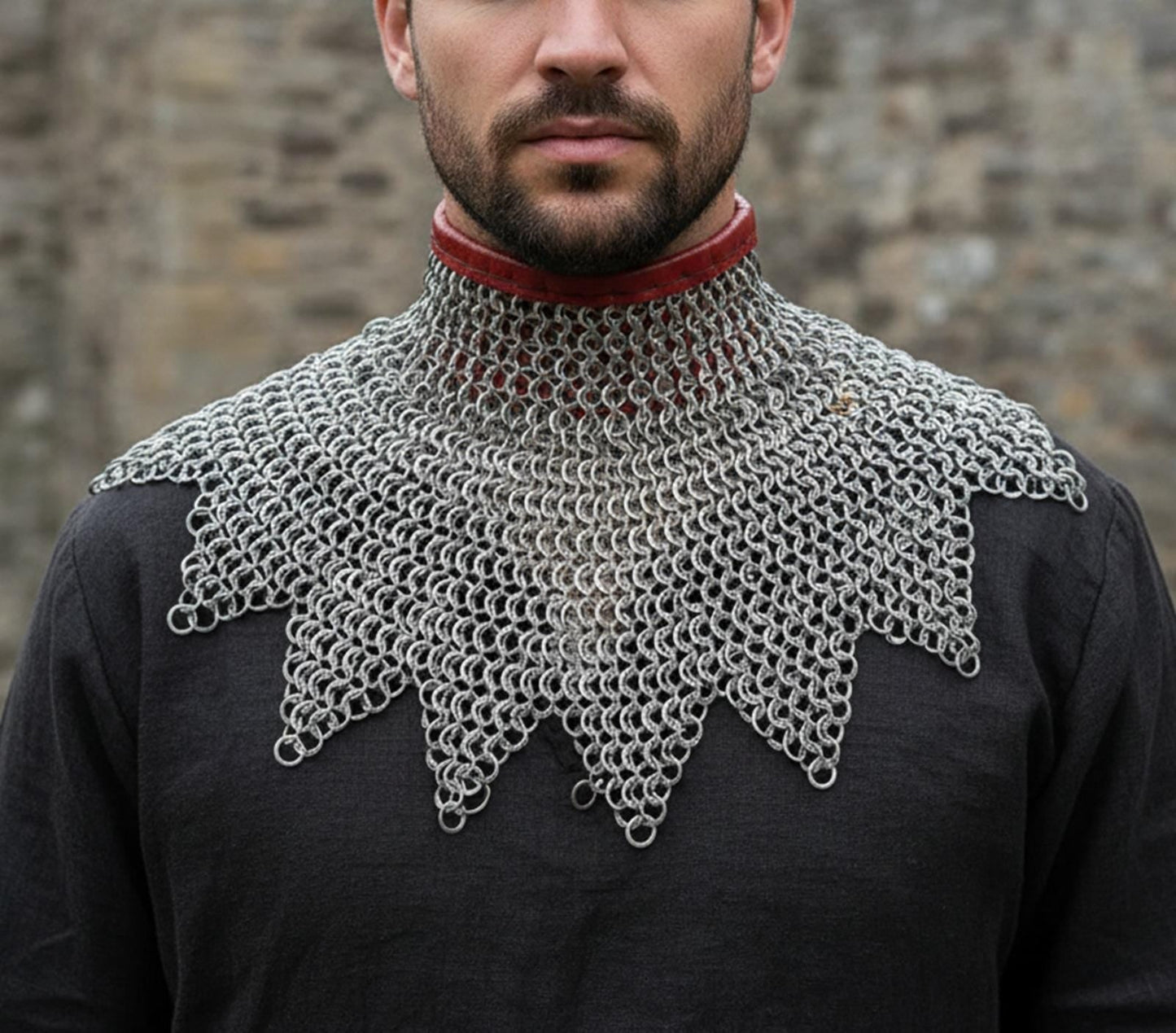 Medieval Chainmail Collar – Flat Riveted Rings with Washers