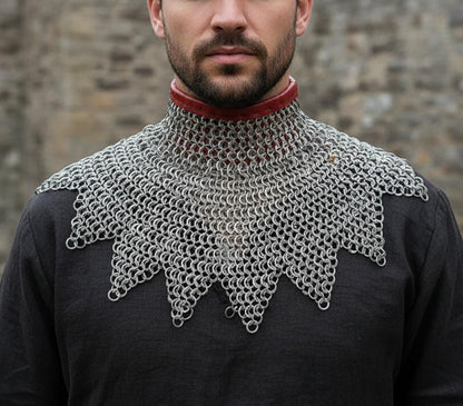 Medieval Chainmail Collar – Flat Riveted Rings with Washers