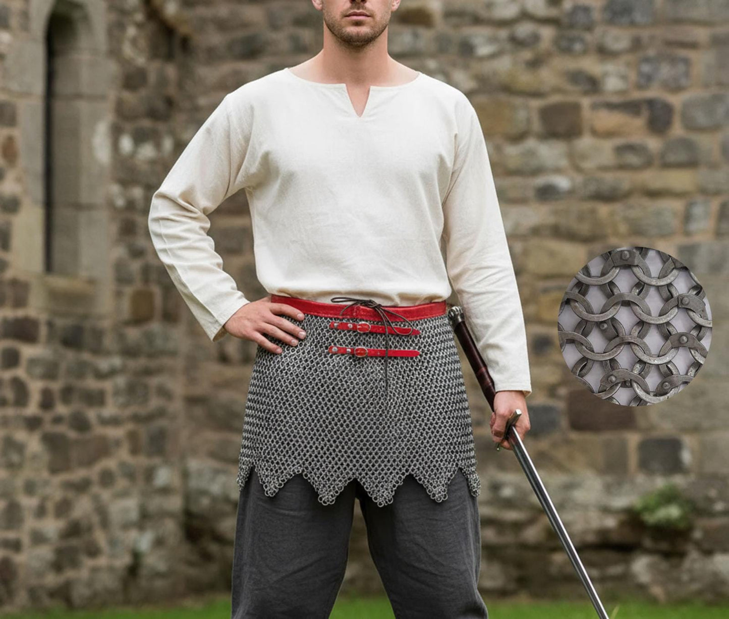Medieval Chainmail Skirt – 9mm Flat Riveted Rings with Washers