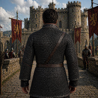 Darkened Aluminum Chainmail Shirt | Medieval Hauberk, LARP Costume