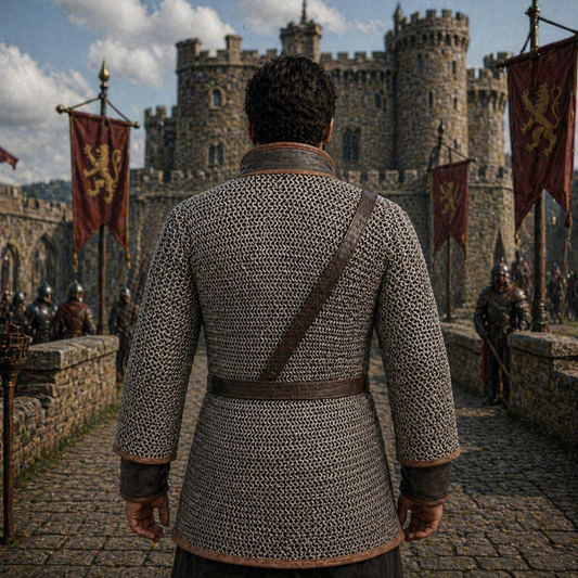 Darkened Aluminum Chainmail Shirt | Medieval Hauberk, LARP Costume