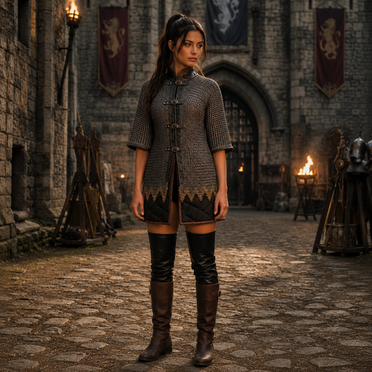 Chainmail Shirt – 9mm Flat Rings with Washers with Brass Trim