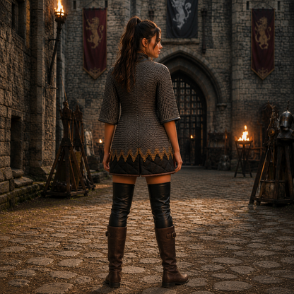 Chainmail Shirt – 9mm Flat Rings with Washers with Brass Trim