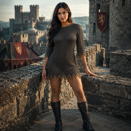 Ren Faire Chainmail Shirt – 9mm Flat Riveted with Washers & Three Brass Rows