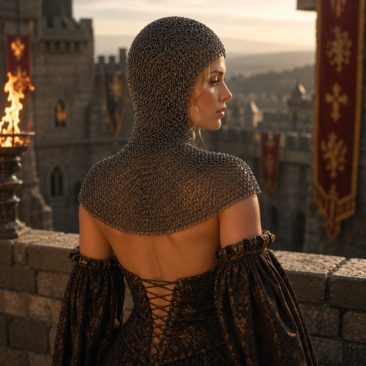 Knight Chainmail Hood – 9MM Round Riveted With Washers