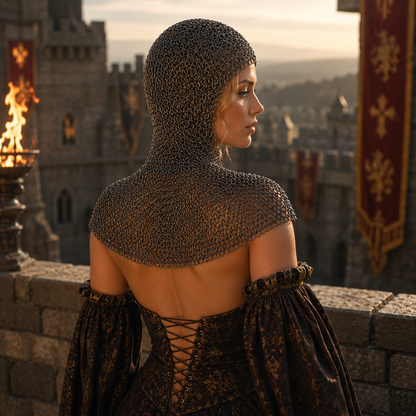 Knight Chainmail Hood – 9MM Round Riveted With Washers