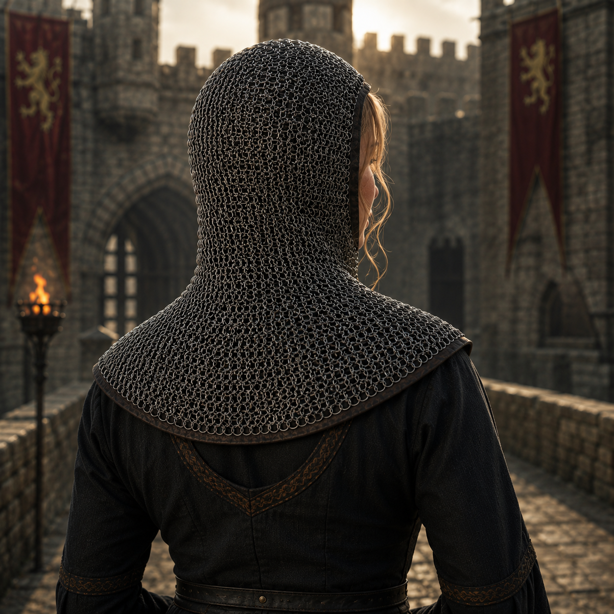 Chainmail Coif: Medieval LARP , 9 mm Stainless steel Flat chainmail Hood