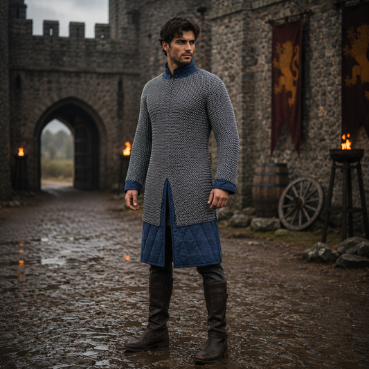 Medieval Chainmail Shirt Full Sleeve – 9mm Riveted Rings with Washers