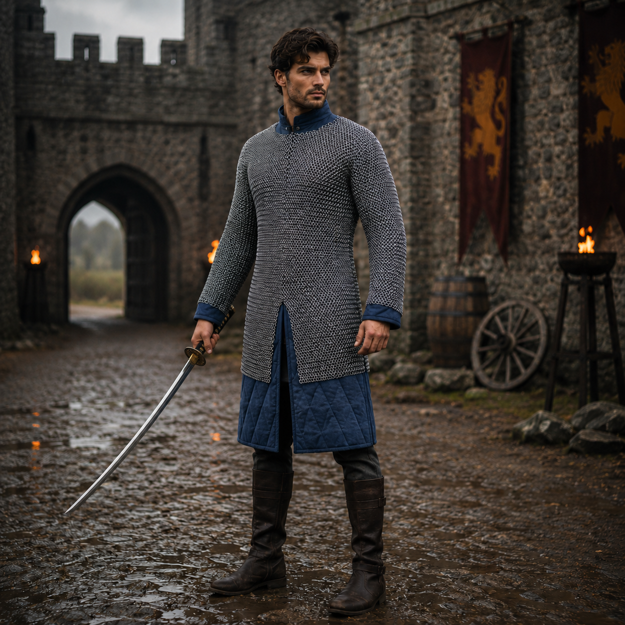 Medieval Chainmail Shirt Full Sleeve – 9mm Riveted Rings with Washers