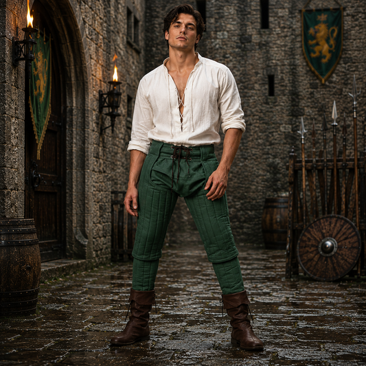 Medieval Padded Cotton Leggings - Quilted Chausses for SCA Armor & LARP Costume - Under Leg Protection