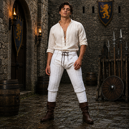 Medieval Padded Cotton Leggings - Quilted Chausses for SCA Armor & LARP Costume - Under Leg Protection