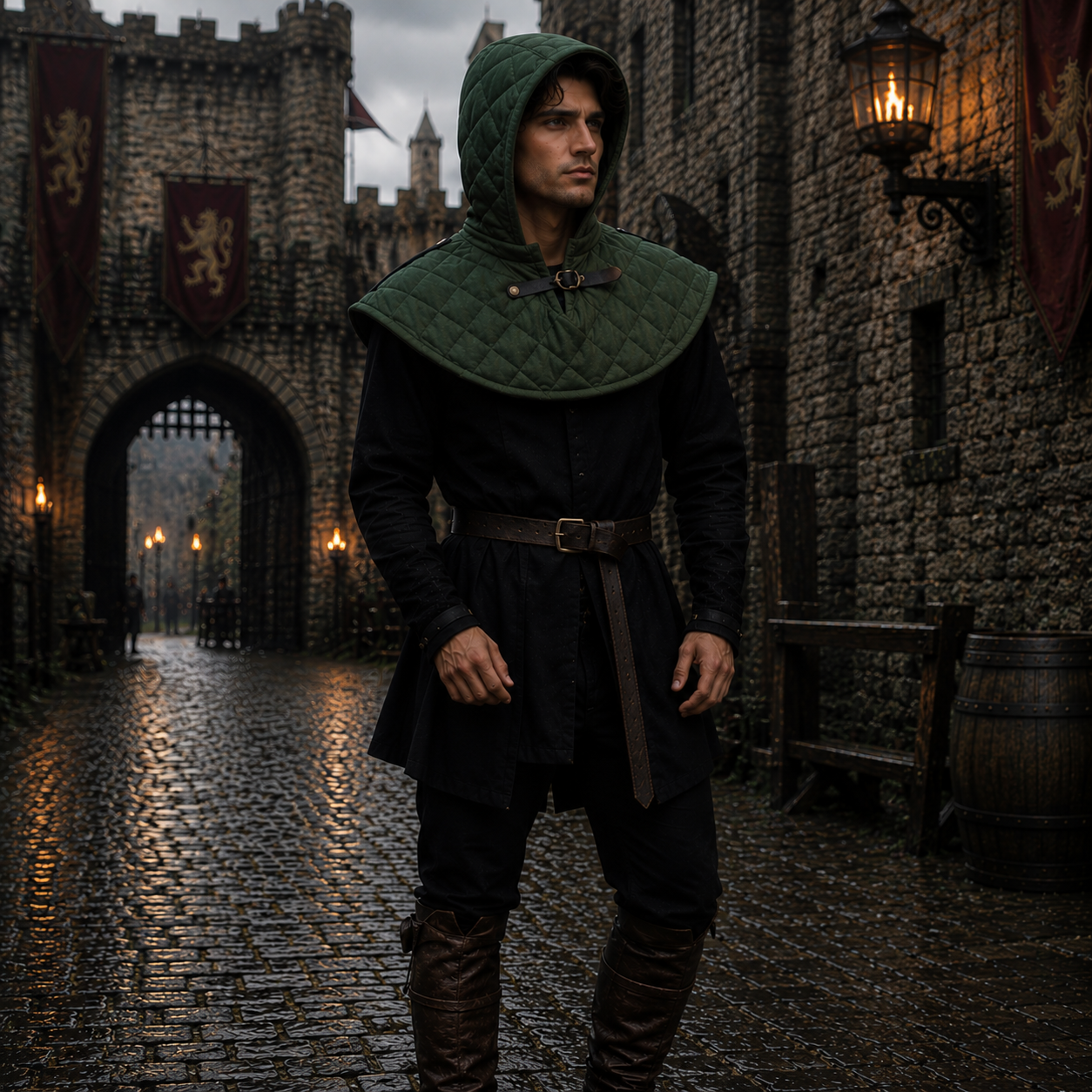 Medieval Cotton Padded Coif – Armor Hood for LARP & Renfaire