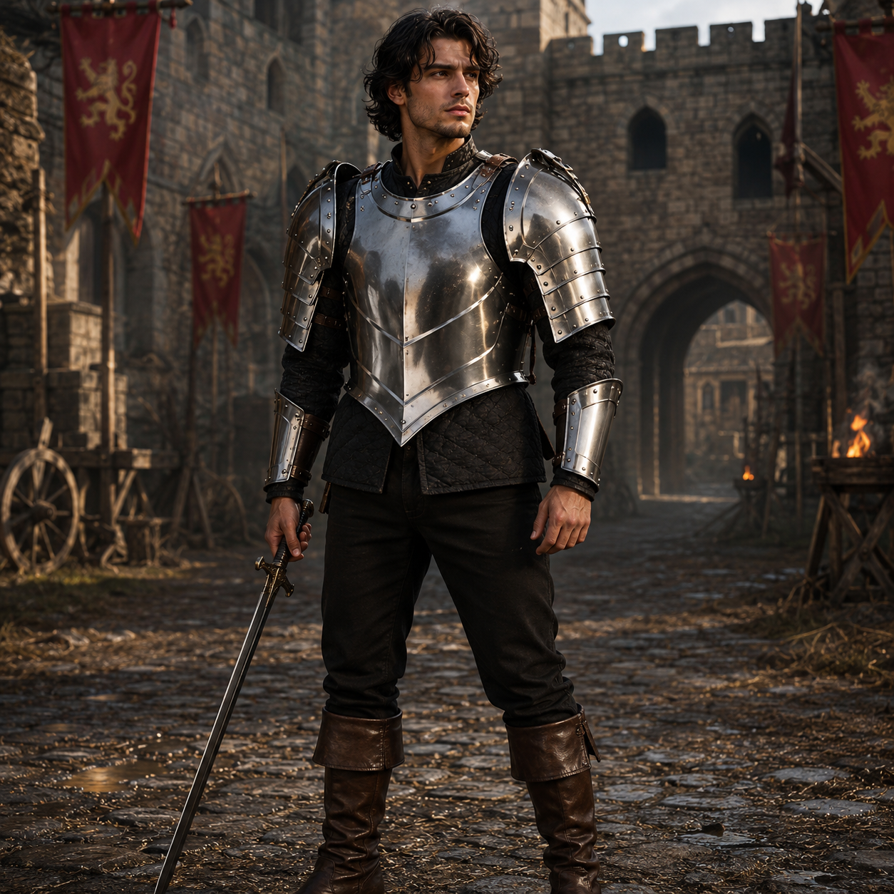 Medieval Steel Cuirass Armor with Pauldrons Knight Chest Plate LARP Costume