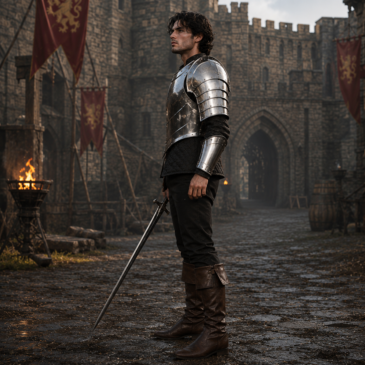 Medieval Steel Cuirass Armor with Pauldrons Knight Chest Plate LARP Costume