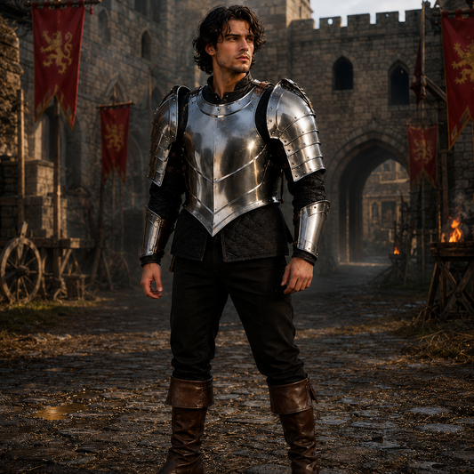 Medieval Steel Cuirass Armor with Pauldrons Knight Chest Plate LARP Costume