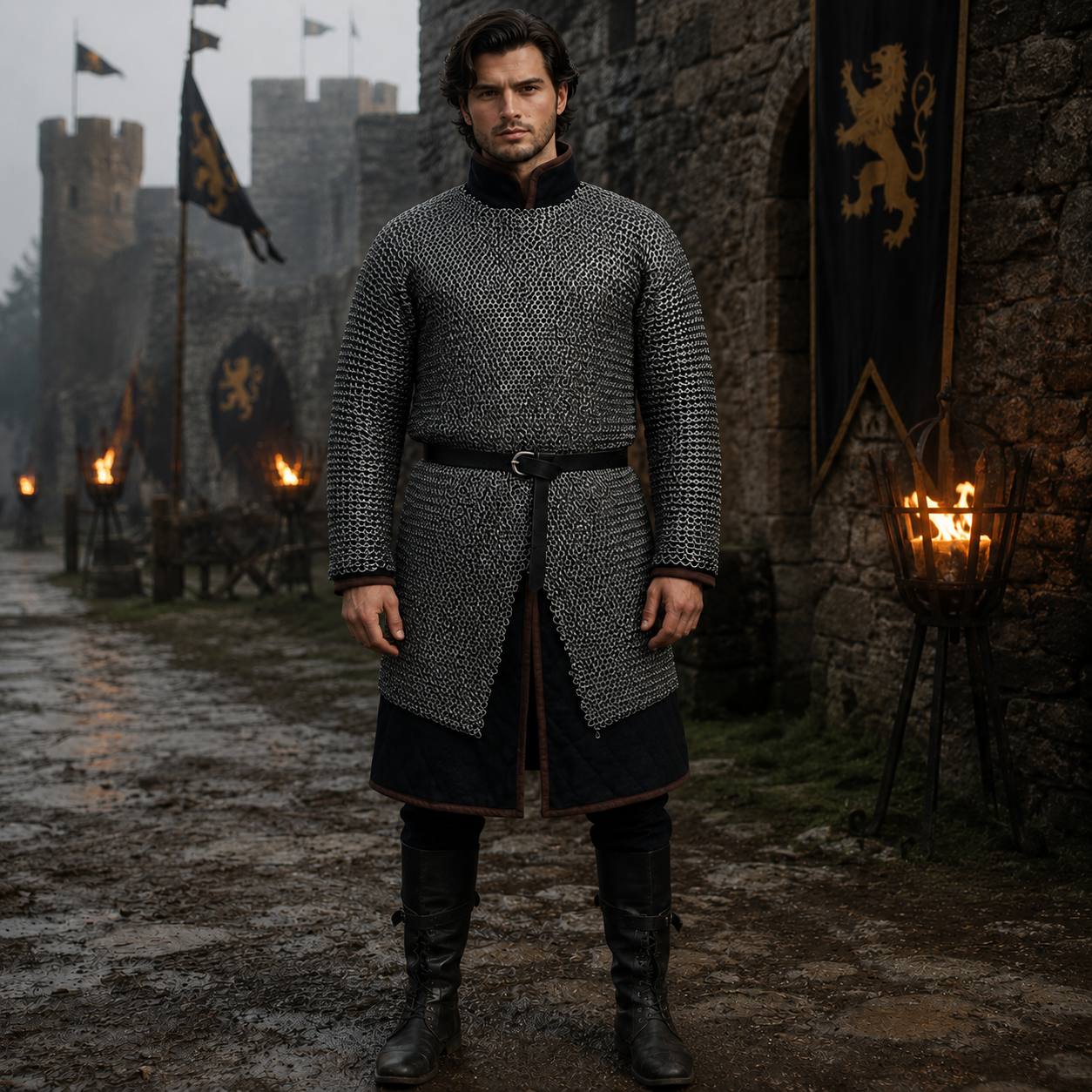 9 mm Mild Steel Chainmail Hauberk – Round Riveted Chainmail Armor – Medieval LARP Reenactment Costume