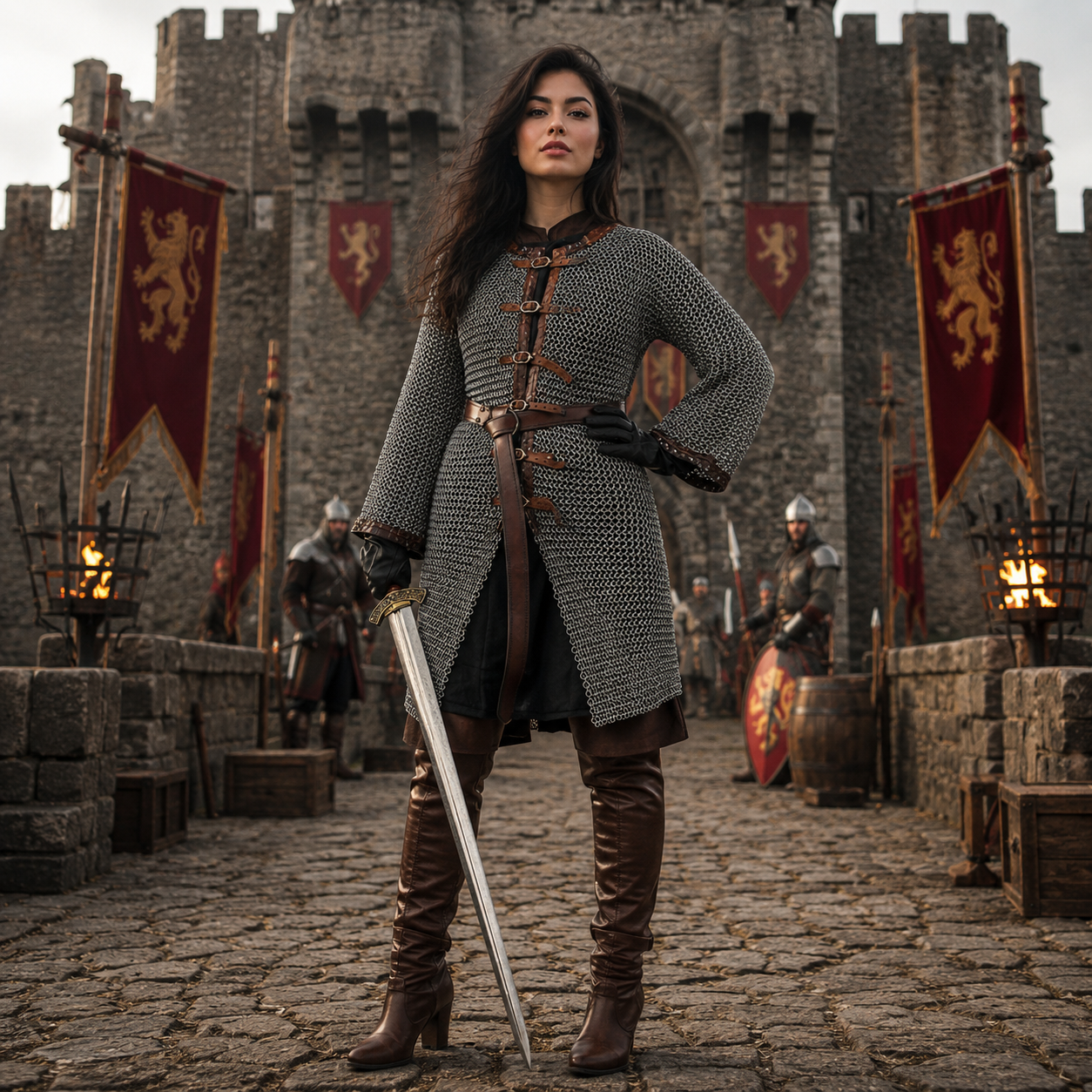 9 mm Chainmail Hauberk : Medieval Viking front open Shirt, Full Sleeve for Halloween