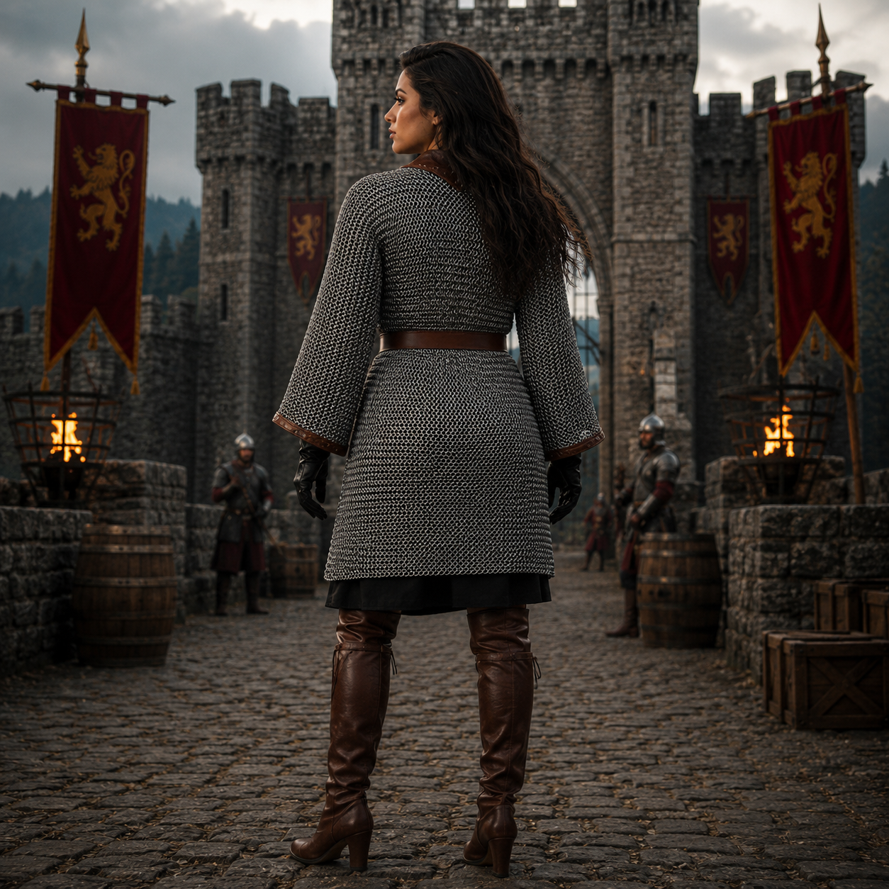 9 mm Chainmail Hauberk : Medieval Viking front open Shirt, Full Sleeve for Halloween