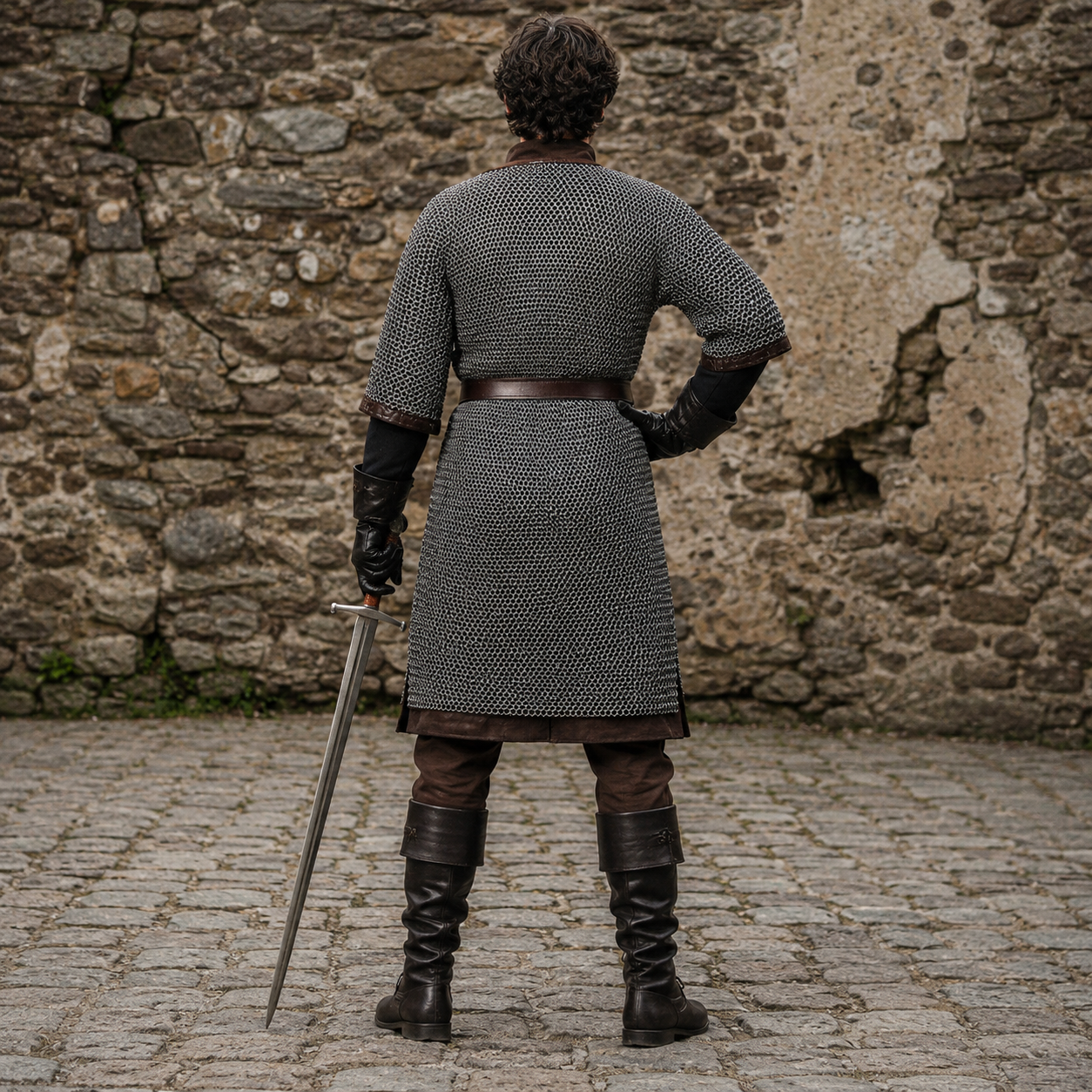 Chainmail Hauberk-9mm Flat Riveted With Washers Front Opening