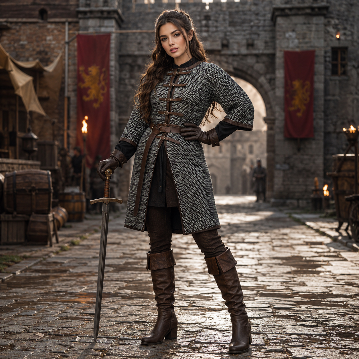 Medieval 9mm Chainmail Hauberk - Flat Riveted Mild Steel Armor - SCA Combat & Reenactment - Half Sleeve