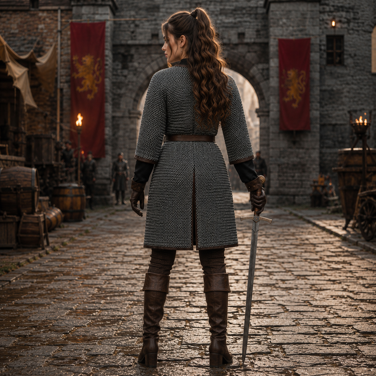 Medieval 9mm Chainmail Hauberk - Flat Riveted Mild Steel Armor - SCA Combat & Reenactment - Half Sleeve