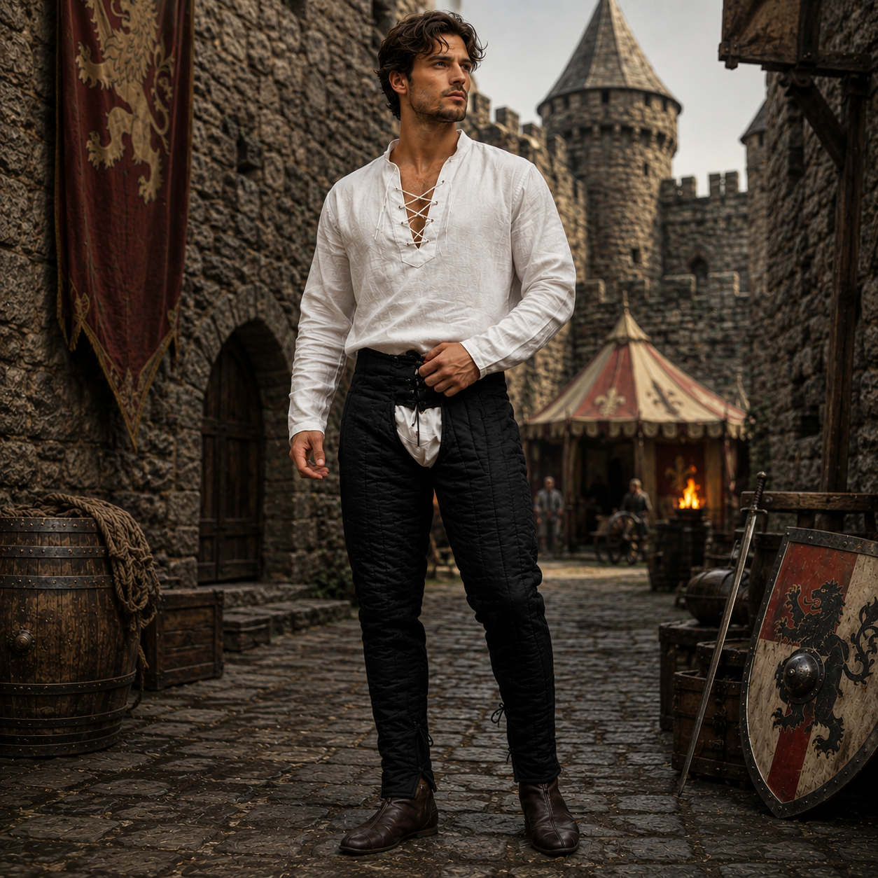 Medieval Cotton Leggings, Thick Padded Chausses Lower Under Gambeson Hauberk SCA Armor,