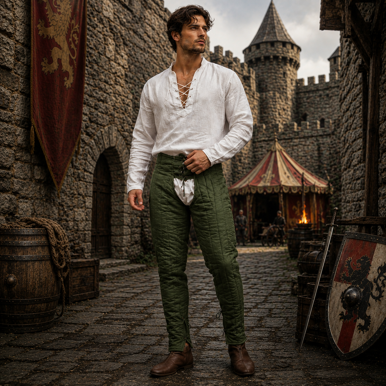 Medieval Cotton Leggings, Thick Padded Chausses Lower Under Gambeson Hauberk SCA Armor,