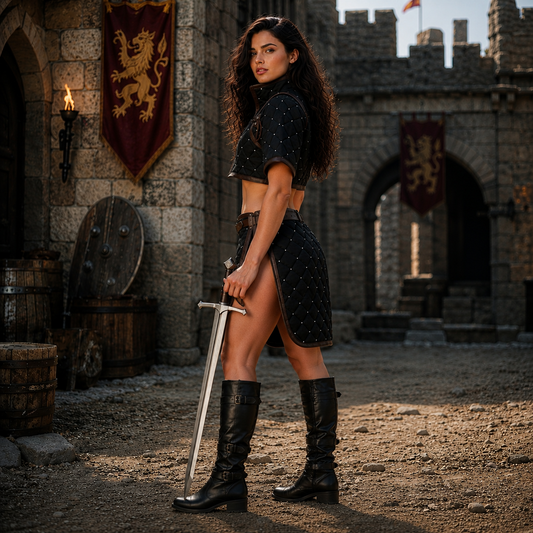 Female Medieval Padded Gambeson Costume: Renfaire Larp Armor clothing for Halloween events