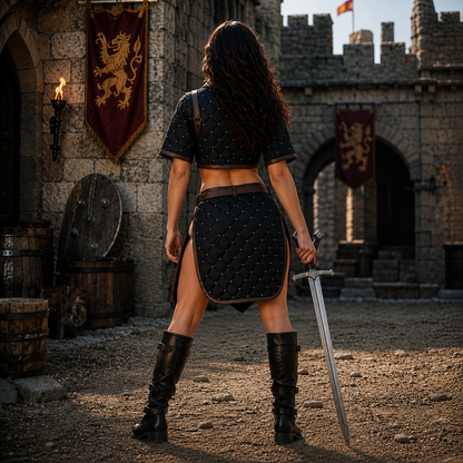 Female Medieval Padded Gambeson Costume: Renfaire Larp Armor clothing for Halloween events