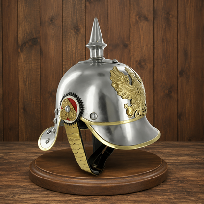 German Pickelhaube Helmet Steel Spiked Helmet Prussian Military Replica Armor