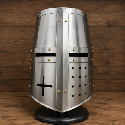 Templar Crusader Helmet with Display Stand : Knight helmet , Gift for Him