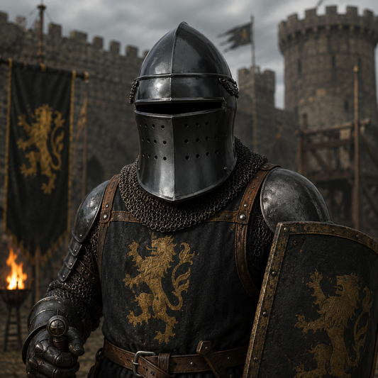 Black Barbute Helmet | Barbuta Reenactment Helmet | With Stand For Cosplay And Costumes