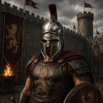 New Corinthian Helmet : Warrior Medieval Helmet with Wooden Stand