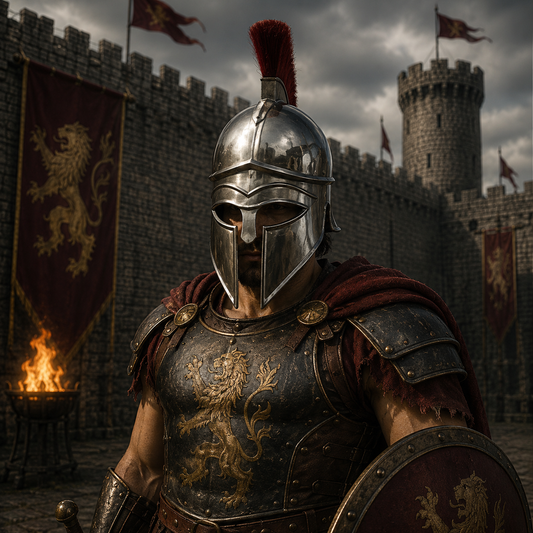 New Corinthian Helmet : Warrior Medieval Helmet with Wooden Stand