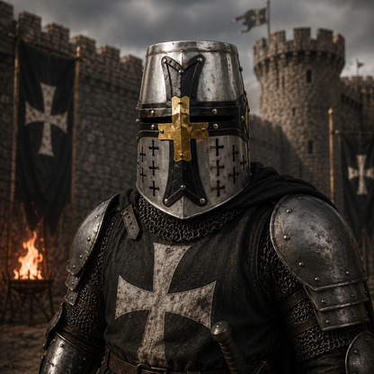 Special Edition Templar Crusader Knight Helmet with Display Stand ,Gift for Him