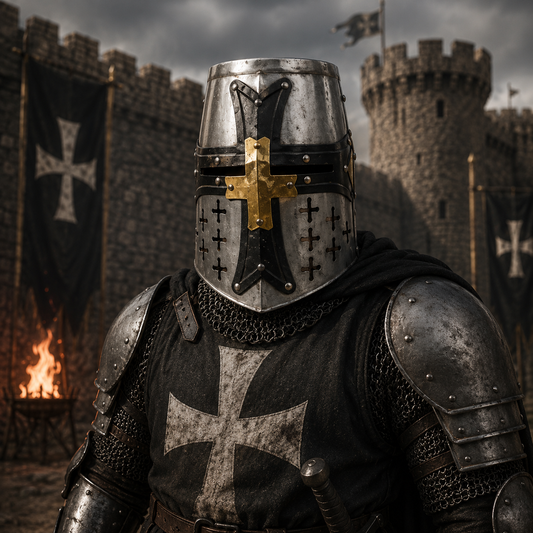 Special Edition Templar Crusader Knight Helmet with Display Stand ,Gift for Him