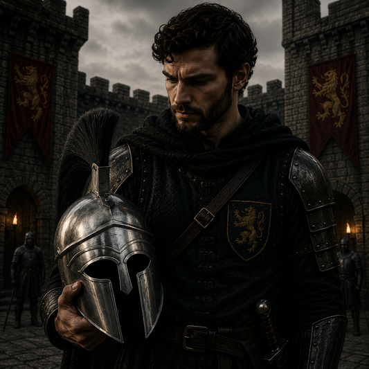 Silver Corinthian Helmet : Warrior Medieval Helmet with Wooden Stand