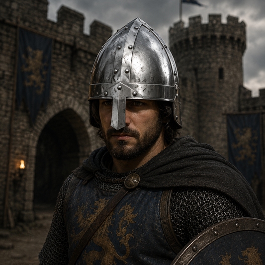 Deluxe Norman Helmet : With Display Stand, Liner and Strap, Medieval Nasal Helmet
